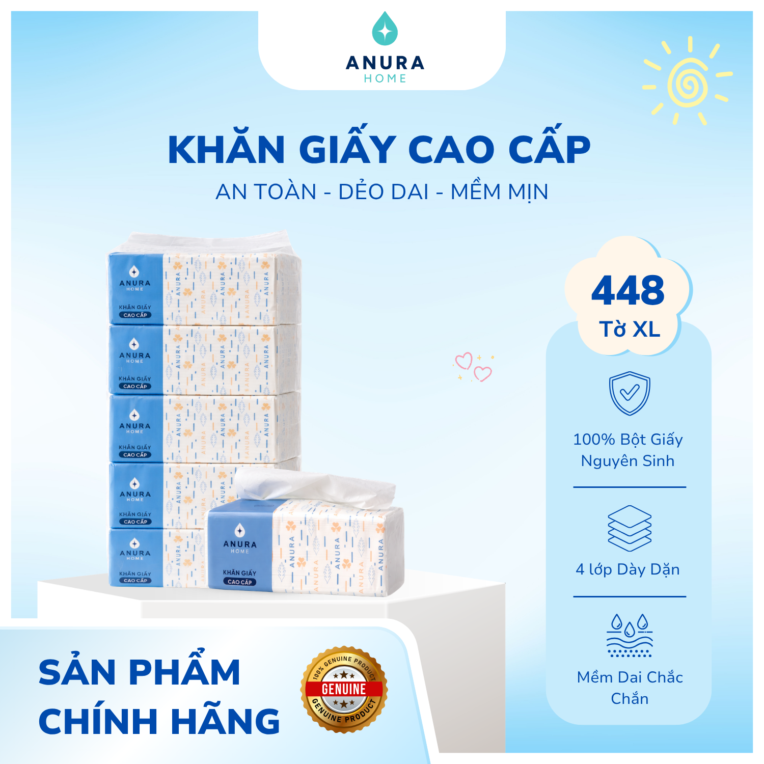 KHĂN GIẤY CAO CẤP ANURA HOME SIZE XL